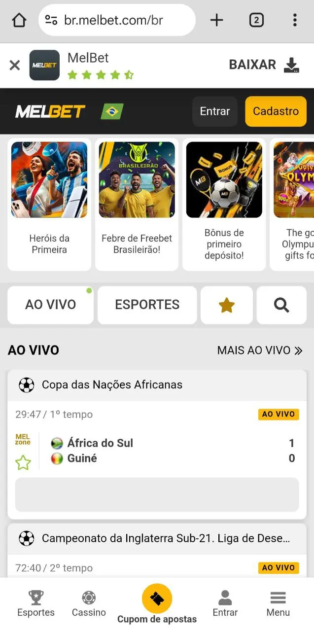 baixar app Android pelo site móvel oficial